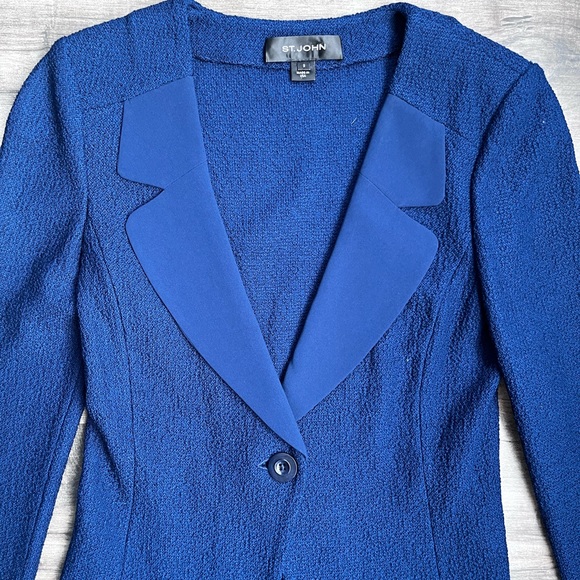 St. John Blue Jacket Button Blazer - Picture 3 of 7
